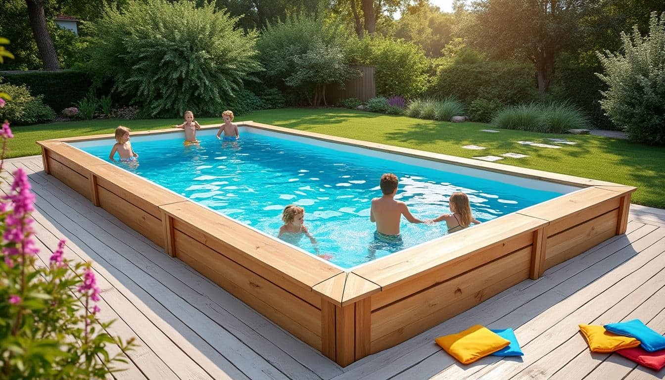 Piscine en bois rectangulaire hors sol : élégance et praticité